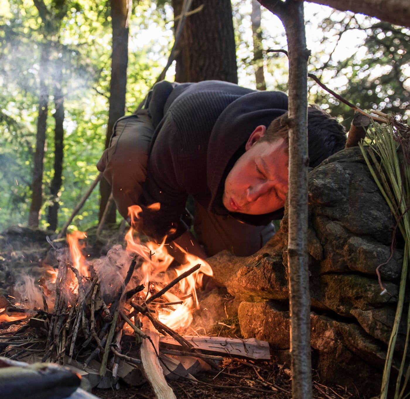 Fuego y técnicas de bushcraft en el Pirineo