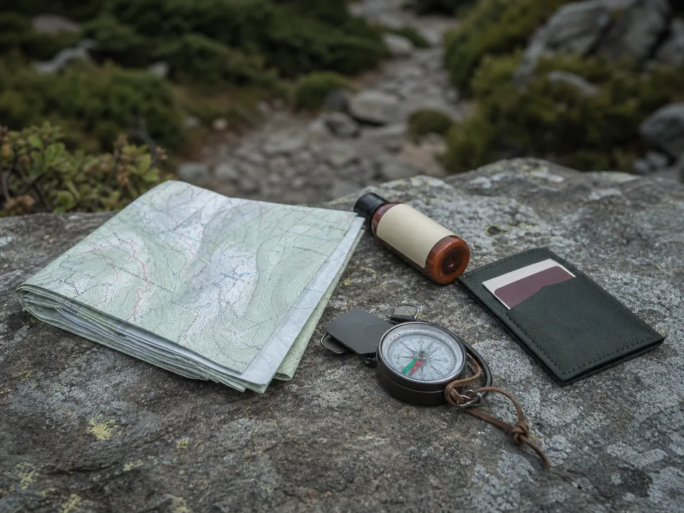 Material personal preparado para una ruta de montaña