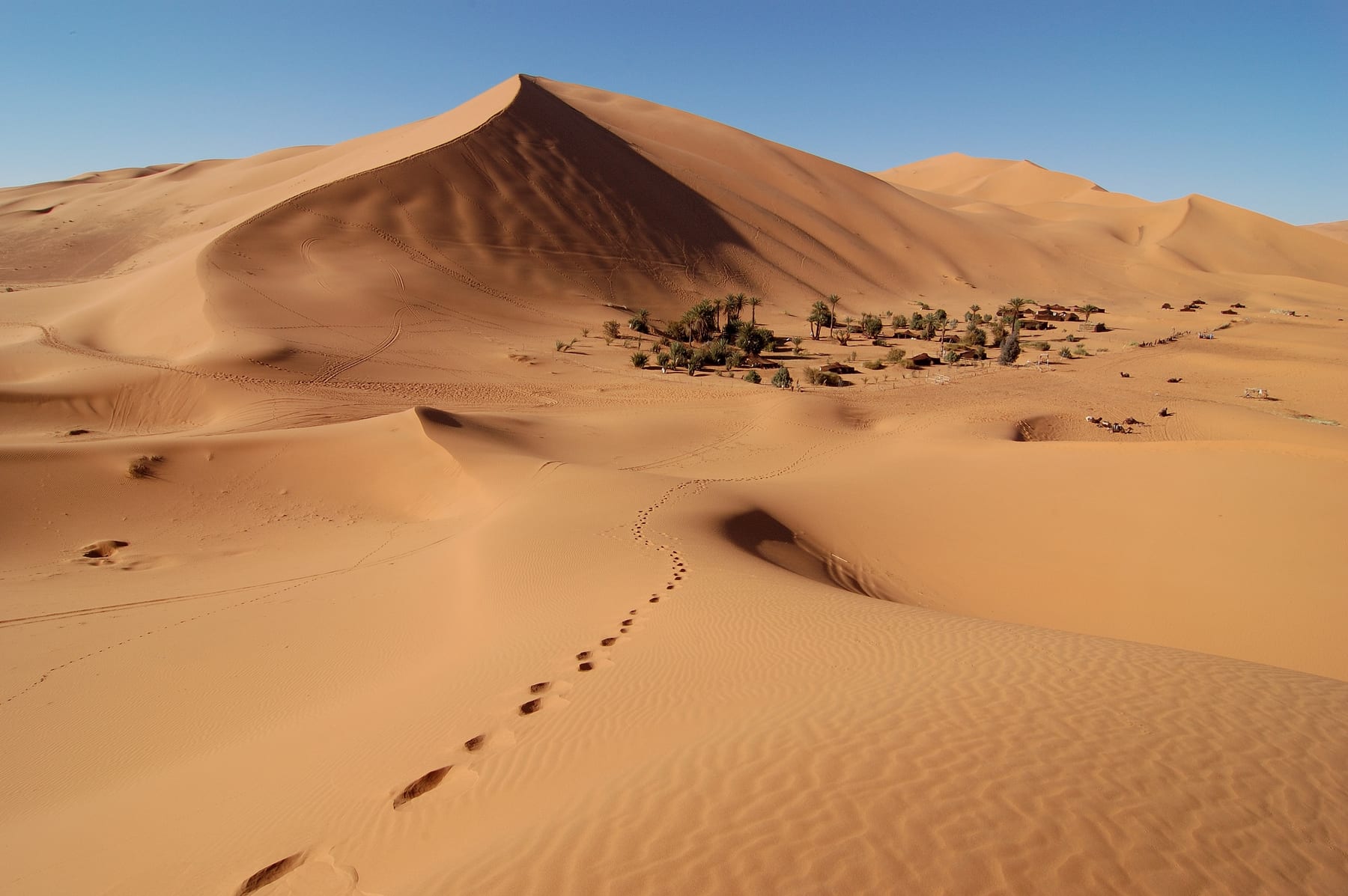 Campamento entre las dunas de Erg Chebbi, cerca de Merzouga